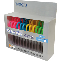 Westcott® Kids School Pack Scissors, 5", Blunt, Assorted Colors, Pack Of 12