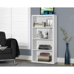 Monarch Specialties 48"H 3-Shelf Adjustable Bookcase, White