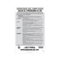 ComplyRight™ Federal Specialty Posters, Employee Rights Under The H-2B Program, Spanish, 11" x 17"