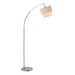 Adesso® Gala Arc Floor Lamp, 71"H, White Shade/Silver Base
