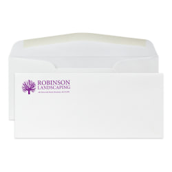 Gummed Seal, Stationery Envelopes, 4-1/8" x 9-1/2",  1 PMS Color Raised Print, Custom #10,  24 lb. CLASSIC CREST® Solar White, Box Of 250