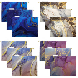 Global Deluxe Designer Printed Hanging File Folders, 1/5 Cut, Letter Size, Assorted Marble, Pack Of 12 Folders
