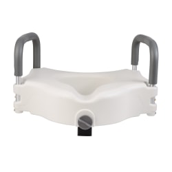DMI® Hi-Riser Elevated Locking Raised Toilet Seat With Armrests, 5"H x 18"W x 16"D, White