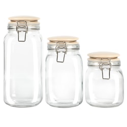 Martha Stewart Rindleton 3-Piece Glass Canister Set With Ceramic Lids, Off-White