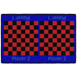 Flagship Carpets Checkers Rug, 24" x 36", Blue/Red/Black