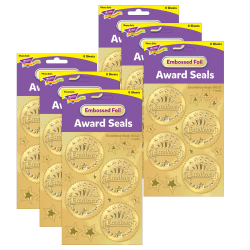 TREND Award Seal Stickers, 2", Excellence, Gold, 32 Stickers Per Pack, Set Of 6 Packs
