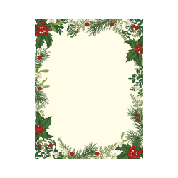 Geo Studios Holiday-Themed Letterhead Paper, 8-1/2" x 11", Vintage Holly, Pack Of 70 Sheets