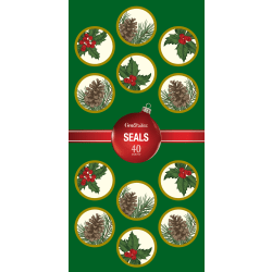 Geo Studios Holiday-Themed Adhesive Seals, 1-1/4", Vintage Holly, Pack Of 40 Seals