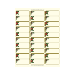 Geo Studios Holiday-Themed Mailing Labels, 8-1/2" x 11", Vintage Holly, Pack Of 150 Labels