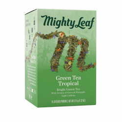 Mighty Leaf® Whole Leaf Tea Pouches, Green Tea Tropical, 1.32 Oz, Box Of 15 Pouches