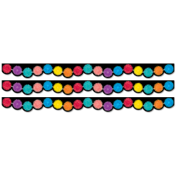 Creative Teaching Press Scallops EZ Borders, Pom Poms, 24 Borders Per Pack, Set Of 3 Packs