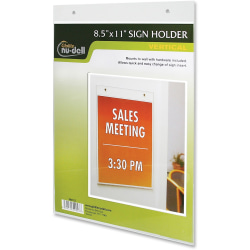 Nu Dell Acrylic Sign Holders  Support 8.50" x 11" Media  Acrylic  1 Each  Clear