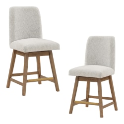 Office Star Finley Counter Height Swivel Stools, Parchment/Med Oak, 26", Set Of 2 Stools