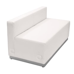Flash Furniture HERCULES Alon Series LeatherSoft Loveseat with Brushed Stainless Steel Base, Melrose White