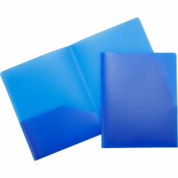 Business Source 2-Pocket Poly Portfolio, Letter Size, 8-1/2" x 11", Blue