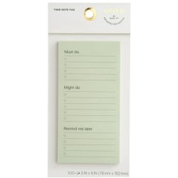 Noted by Post-it® Notes, Must Do, Might Do And Remind Me Later, 5-3/4" x 2-3/4", Light Green, 100 Sheets Per Pad