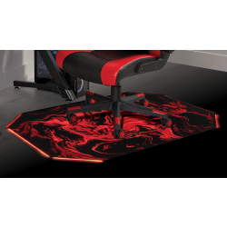 RS Gaming LED Gaming Chair Mat, 36" x 48", Black/Red Swirl