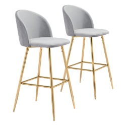 Zuo Modern Cozy Bar Chair, Gray/Gold