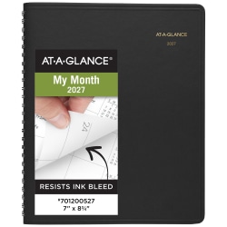 AT-A-GLANCE® 2027 Monthly Planner, Black, Medium, 7" x 8 3/4"