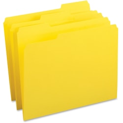 Business Source 1/3 Tab Cut Letter Top Tab File Folders - 8 1/2" x 11" - Assorted Tab Position - Yellow - 100 / Box, 65778
