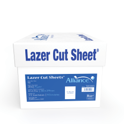 Alliance Processed Lazer Cut Sheet Copy Paper, 8-1/2 x 11, 92+ Bright, 20 Lb, White, 500 Sheets Per Ream, Carton Of 5 Reams