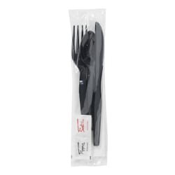 Dixie® Wrapped Tableware/Napkin Packets, Black, Carton Of 250 Packets