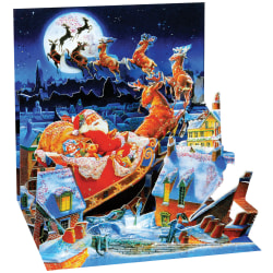 Up With Paper Christmas Pop-Up Greeting Card With Envelope, Half Fold, 5 1/4" x 5 1/4", Santa's Sleigh Ride