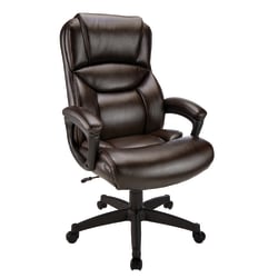 Realspace® Fennington Bonded Leather High-Back Executive Chair, Brown