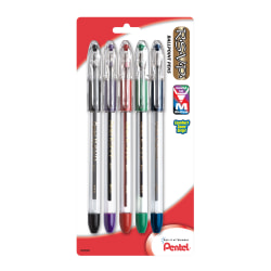 Pentel® R.S.V.P.® Ballpoint Pens, Fine Point, 0.7 mm, Clear Barrel, Assorted Ink Colors, Pack Of 5