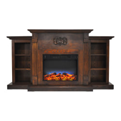 Cambridge® Sanoma Electric Fireplace With Built-In Bookshelves And Multicolor LED Flame Display, Walnut