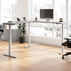 Bush Business Furniture Move 60 Series 72"W Height Adjustable L Shaped Standing Desk, Platinum Gray/Cool Gray Metallic, Standard Delivery