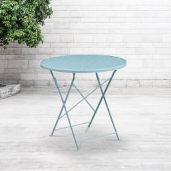 Flash Furniture Oia Commercial Grade 30" Round Indoor-Outdoor Steel Folding Patio Table, 28"H x 30"W x 30"D, Sky Blue