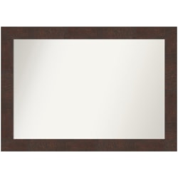 Amanti Art Non-Beveled Rectangle Framed Bathroom Wall Mirror, 29" x 41", Wildwood Brown