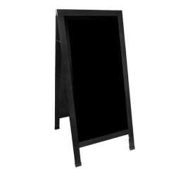 Excello Global Products Double-Sided A-Frame Magnetic Indoor/Outdoor Chalkboard Sign, Porcelain, 59" x 27", Black Wood Frame