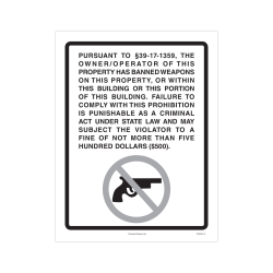 ComplyRight™ State Specialty Poster, Weapons Law, English, Tennessee, 8-1/2" x 11"