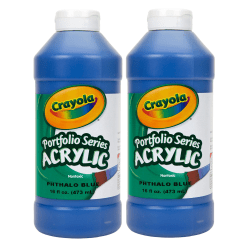 Crayola Portfolio Series Acrylic Paint, 16 oz., Phthalo Blue, Pack Of 2