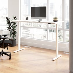 Bush Business Furniture Move 60 Series 72"W x 30"D Electric Height Adjustable Standing Desk, White/White Powder Coat, Standard Delivery
