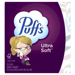 Puffs Ultra Soft Facial Tissues, Mega Cube, 72 Tissues Per Box