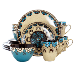 Elama 16-Piece Stoneware Dinnerware Set, Clay Heart