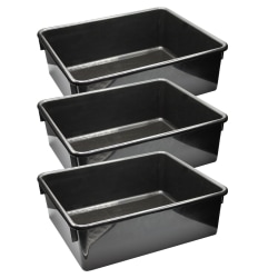 Romanoff Products Double Stowaway Trays, 5-1/2"H x 13-1/2"W x 16"D, Black, Pack Of 3 Trays