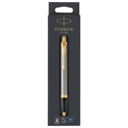 Parker® IM Ballpoint Pen, Medium Point, 1.0 mm, Black/Gold Barrel, Blue Ink