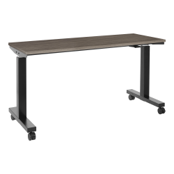 Office Star™ Pro Line II Pneumatic Height-Adjustable Table With Locking Casters, 43-1/2" x 59", Black/Urban Walnut