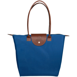 Custom Folding Tote With Leather Flap Closure, 13" x 15-1/2"