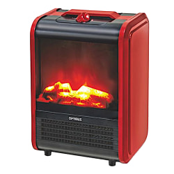 Optimus H-9300 1,200-Watt-Max Mini Electric Flame-Effect Fireplace Heater, Red