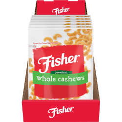 Fisher Premium Whole Cashews - No Artificial Color, No Artificial Flavor - Sea Salt - 1 Serving Bag - 5 oz - 6 / Carton