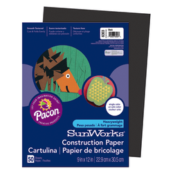 SunWorks® Construction Paper, 9" x 12", Black, Pack Of 50