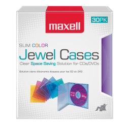 Maxell® Slim Jewel Cases, Assorted Colors, Pack Of 30