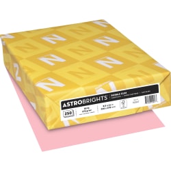 Astrobrights Laser/Inkjet Printable Multipurpose Card Stock, Letter Size (8 1/2" x 11"), 65 lb, Bubble Gum Pink, Pack Of 250