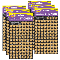 Trend superShapes Stickers, Gold Sparkle Stars, 400 Stickers Per Pack, Set Of 6 Packs