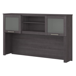 Bush Furniture 60"W Hutch For L-Shaped Desk, Storm Gray, Standard Delivery